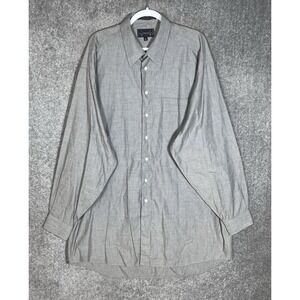 Vintage The Arrow Company Button Up Dress Shirt Mens Size 18 36-37 Gray Pocket